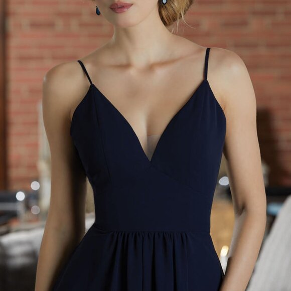 NWT MADELINE GARDNER MORILEE NAVY CHIFFON DRESS - SIZE 4 (STYLE 21597) - Picture 4 of 10